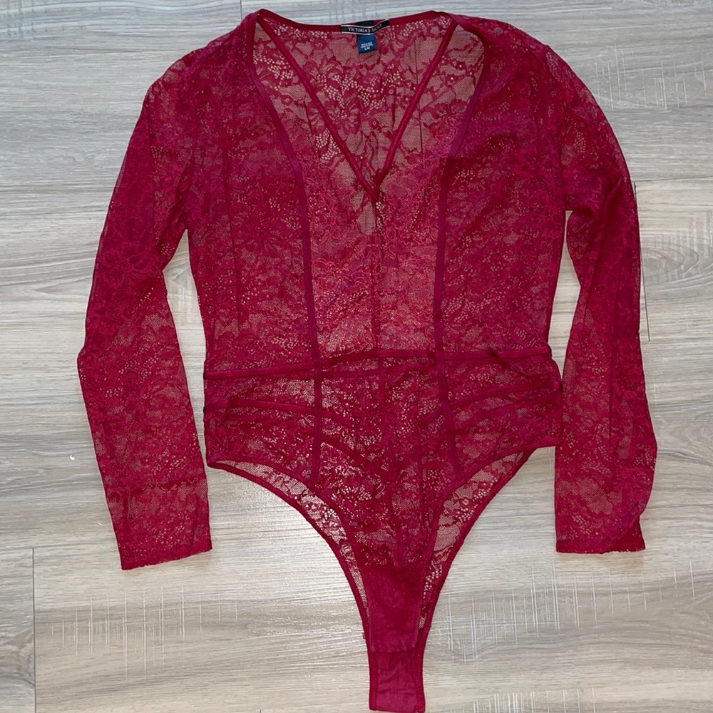 Victoria's Secret Red Lace Bodysuit
